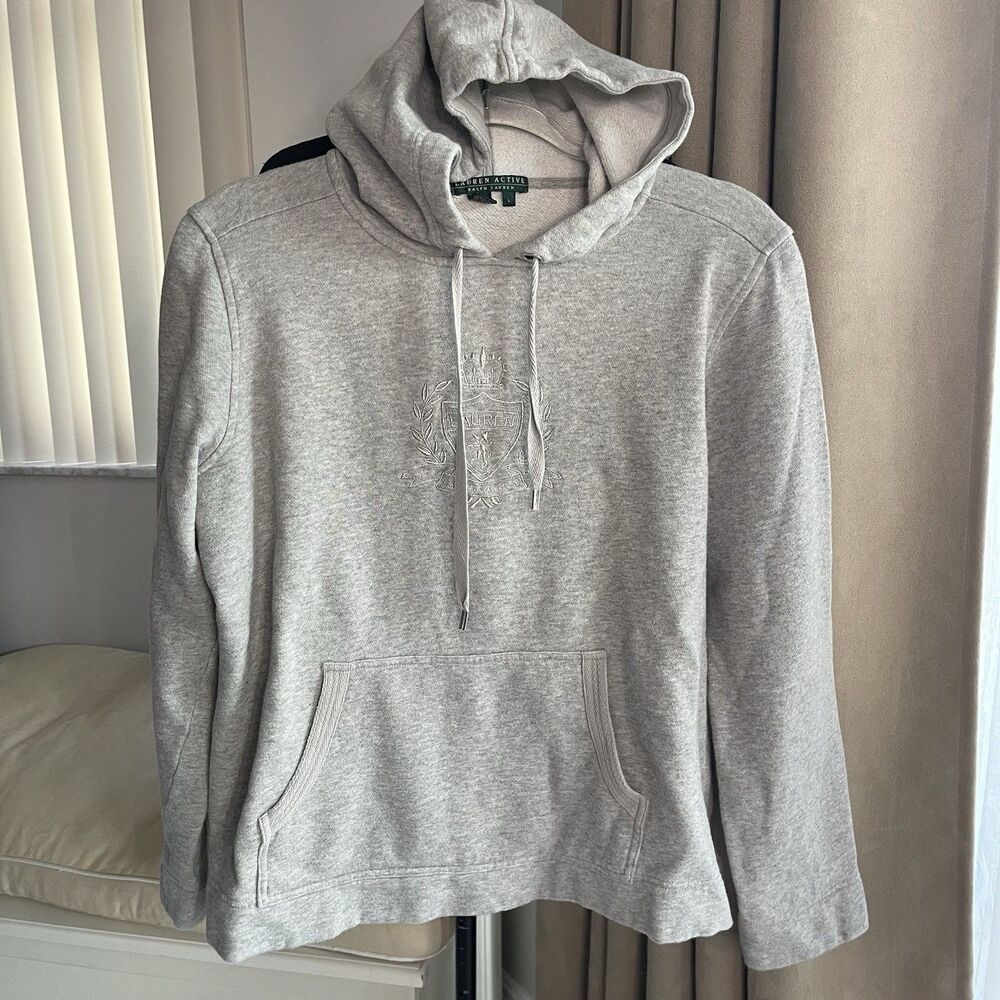 Vintage lauren active Ralph Lauren Silver Crown Big Logo Embroidery hoodie L